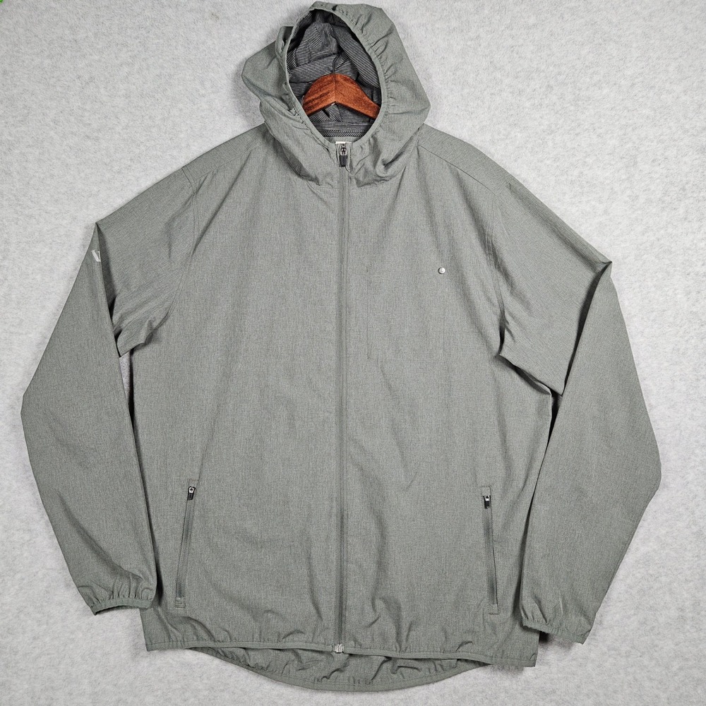 Vuori Outdoor Trainer Shell Mens XL Gray Full Zip Jacket Windbreaker Hooded V512